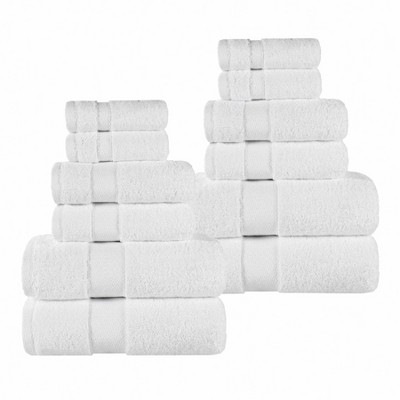 Lavish Home 100% Cotton Plush 8-Piece Bath Towel Set - White