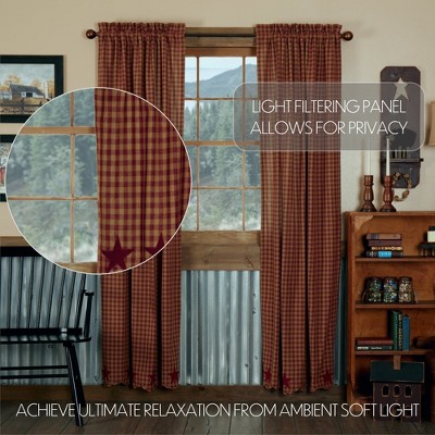 Burgundy Cotton Plaid Rod Pocket Window Panel Set, 80" x 84"