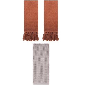REGALWOVEN 3 Packs Cotton Soft Absorbent Tassels and Waffle Decorative Hand Towel - 1 of 4