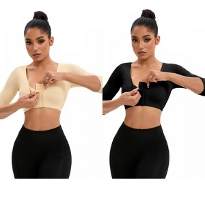 INSPIRE CHIC 2 Pcs Women's Front Hook Compression Sleeves Slimming Wirefree Bras Tube Body Shapers - 1 of 4