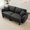 2-Seater Loveseat Sofa with Pillows, Sofa with Shell-Shaped Armrests and Cylindrical Legs, Boucle Fabric Sofa with Wood Frame-Coolbibila - 3 of 4