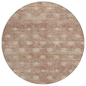 Terra Cotta And Beige Floral Washable Indoor Outdoor Area Rug - 1 of 4