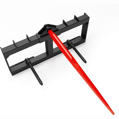 Coucheta Attachments Skid Steer Hay Frame Attachment, 1pc 49 in Hay Bale Spear & 2pcs 17 in Stabilizer Spears, 3000 LBS Load Capacity Hay Handling