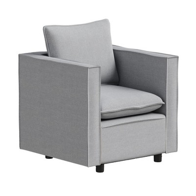 Vynxaria Modern Decorative Single Sofa Chair Gray, High-Quality Fabric, Soft Breathable Cushions, Round Armrests