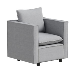 Vynxaria Modern Decorative Single Sofa Chair Gray, High-Quality Fabric, Soft Breathable Cushions, Round Armrests - 1 of 4