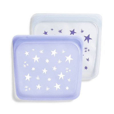 Stasher 2pk Reusable Food Storage Sandwich Bag Storage Stars - Lavender/Clear