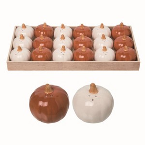 Transpac Harvest Pumpkin Dolomite Salt and Pepper Shakers Collectables Multicolor 15.75 in. Set of 18 - 1 of 2