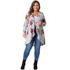 Agnes Orinda Women's Plus Size Lightweight Long Sleeve Floral Knit High Low Hem Cardigan - 3 of 4