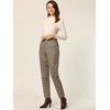 INSPIRE CHIC Women's Vintage Tartan Plaid Elastic Waist Straight Long Trousers - 2 of 4