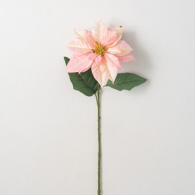 Sullivans Artificial Pink Poinsettia Stem 33.5"H Pink Flowers
