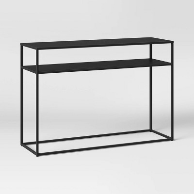 Long black store metal console table