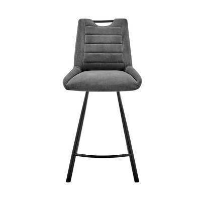 Contemporary Charcoal Fabric and Black Metal Adjustable Bar Stool