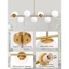 YANSUN 7-Light Gold Metal Pendant Chandelier with White Globe Glass Shades, Perfect for Vintage and Industrial Decor - 3 of 4