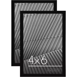 Americanflat 4x6 Picture Frame 2 Pack in Black with Polished Plexiglass - Thin Border 4 X 6 Inch Photo Frames for Wall or Desk