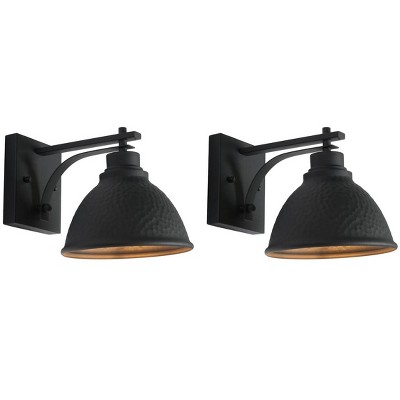 Melila Black Hammered Steel Outdoor Wall Sconce Set