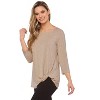 Rekucci Women’S Super Soft Knit Top With Knot Detail And 3/4 Sleeves – Eco-Friendly, Comfortable And Stylish Everyday Wear - 2 of 3