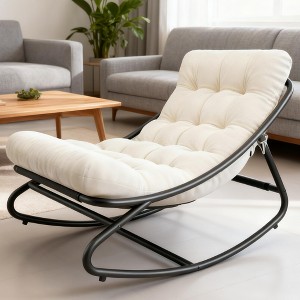Oversized Rocking Chair Outdoor, e-Coated Papasan Rocking Chair with Cushion, Patio Egg Chair Outdoor for Living Room - 1 of 4