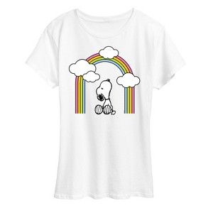 Women's - Peanuts - Snoopy Looking Up Rainbow Short Sleeve Graphic T-Shirt - 1 of 4