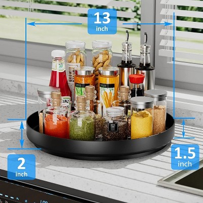 LunaLulinlk Metal Lazy Susan Turntable Organizer for Cabinet Storage Kitchen Countertop Bathroom Refrigerator Table Storage,13 Inch Black