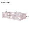 Twin Floor Bed with Fence and Door, Wood Montessori Toddler Bed for Kids, Low Platform Safety Guardrails for Transition-Baofuwish - 4 of 4