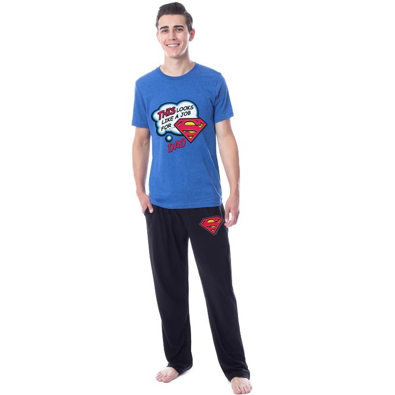 DC Mens' Superman Father's Day This Looks Like A Job For Sleep Pajama Set Multicolored, 1 of 4