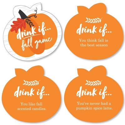 Big Dot of Happiness Drink If Game - Fall Pumpkin - Halloween or Thanksgiving Party Game - 24 Count