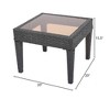 Kumasinova Stylish Wicker Outdoor Side Table with Tempered Glass Top,PE Rattan Accent End Table for Patio,Porch&Poolside,20"W x 20"D x 15.3"H,Gray - 2 of 4