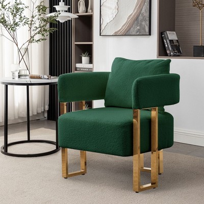 CAVINAS Upholstered Teddy Armchair Sofa Modern Design Accent Sofa with Metal Foot for Living Room