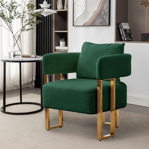 CAVINAS Upholstered Teddy Armchair Sofa Modern Design Accent Sofa with Metal Foot for Living Room - 1 of 4