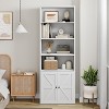 Farmhouse 71.4in Tall Bookcase with Doors 11.8in Depth Display Storage Shelves Industrial Bookcases Wooden 6 Shelf Bookshelves for Home Office - 4 of 4