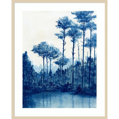 Liberty Blue Landscape I Framed Graphic Art Print in Natural Wood