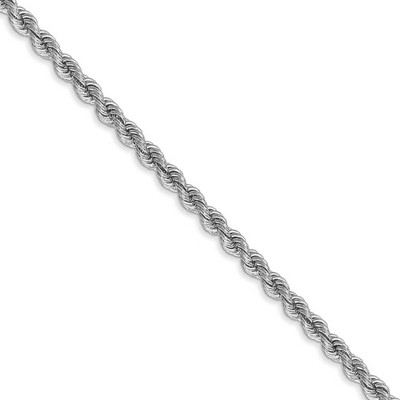 Black Bow Jewelry 2.75mm, 14k White Gold, Handmade Solid Rope Chain Necklace