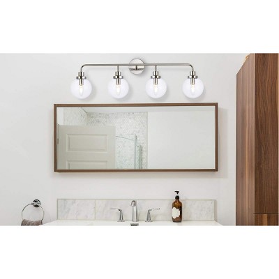 Hanson 4-Light Polished Nickel and Clear Glass Bath Sconce