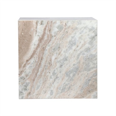 Keira 15'' White Marble Square Side Table