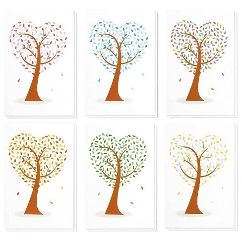 Best Paper Greetings 48 Pack Heart Shaped Tree Designs Blank Note Cards Greeting Cards with Envelopes for Valentines, 4x6 Inches - image 1 of 4