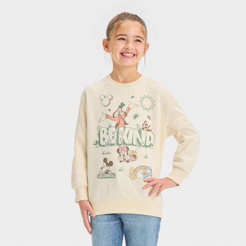 Girls' Disney Mickey Mouse & Friends Nature Dreamy Pullover Sweatshirt -  Cream XL