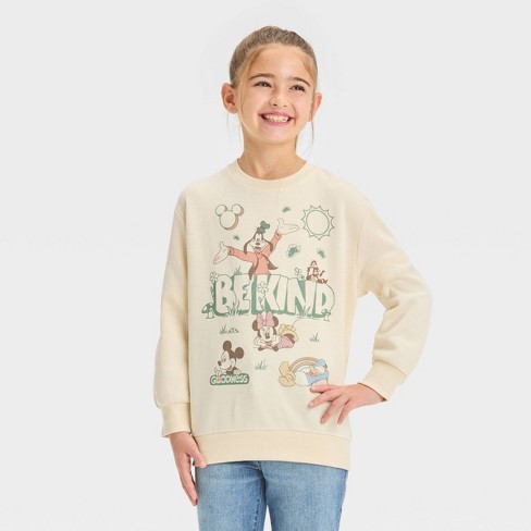 Girls' Disney Mickey Mouse & Friends Nature Dreamy Pullover Sweatshirt -  Cream : Target