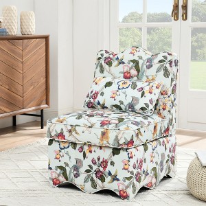 DOMETOUR Flannel single dining chair with soft seat and back, no armrests, matching pillow as waist cushion, for living room - RED - 1 of 4