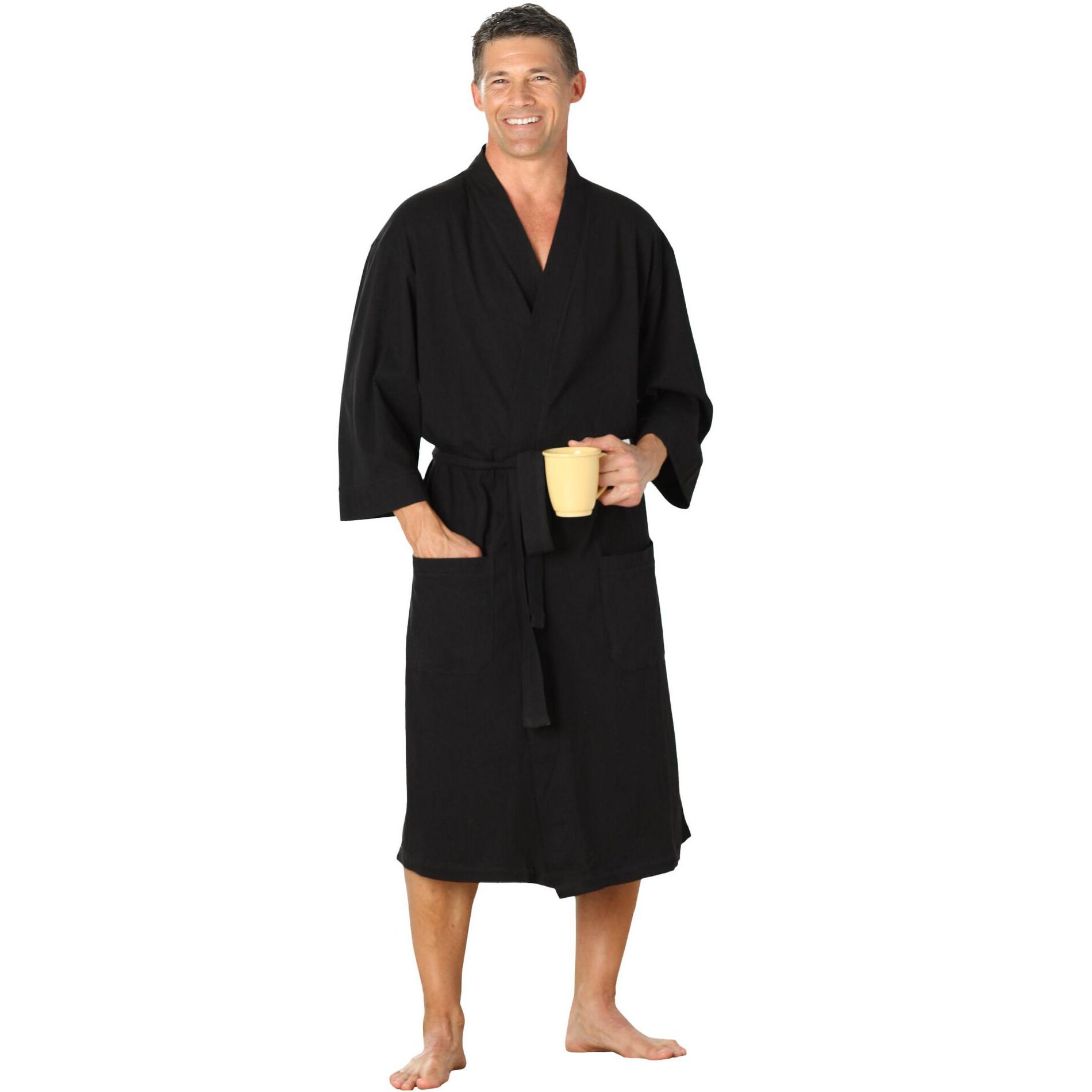 KingSize Cotton Jersey Robe - 2XL/3XL, Black