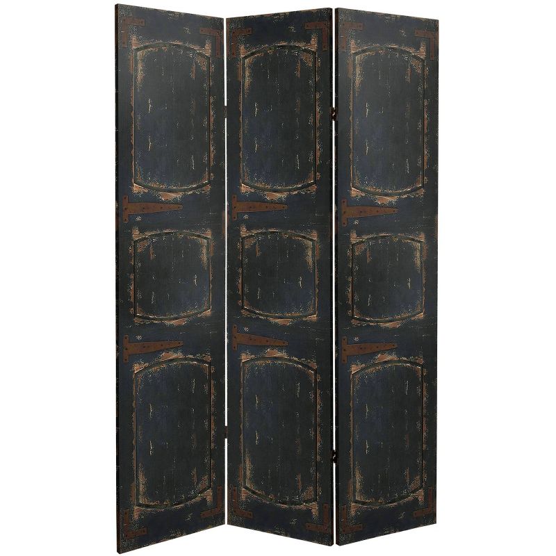 6&#34; Double Sided Door Canvas Room Divider Black - Oriental Furniture, 1 of 7