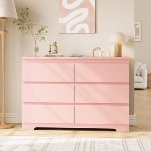 6 Drawer Dressers for Clothes Storage for Bedroom, Wood Storage Double Dresser for Bedroom, Living Room, Entryway - 1 of 4