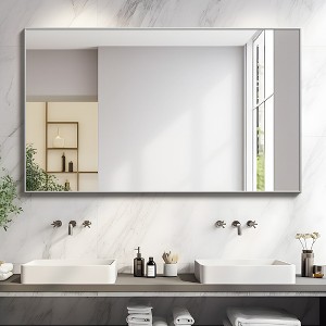 SpassWay Metal Bathroom/Vanity Mirror Modern Accent Mirror for Living Room Bathroom Bedroom Entryway Black/Gold/Silver - 1 of 4