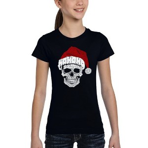 LA Pop Art Santa Skull - Girl's Word Art T-Shirt - 1 of 4