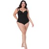 Agnes Orinda Women's Plus Size Ruched Padded Slimming V Neck High Waist One Piece Swimsuit - 3 of 4