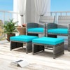 Tangkula 2 Pieces Patio PE Rattan Ottomans with Soft Zippered Cushions for Deck Frame - 4 of 4