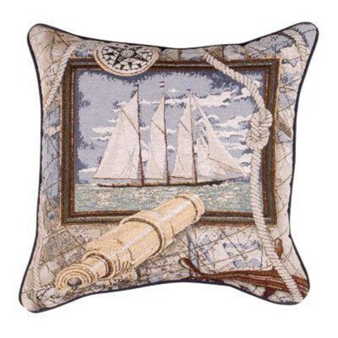 Simply Home 17 Square Nautical Seascape Sailboat Indoor Throw