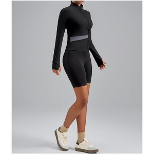 Women's High - Neck Color Blocked Sports Jacket Naked - Feel Slimming Breathable Cropped Yoga Top - 1 of 3