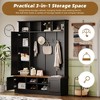 Okak Farmhouse Versatile Hall Tree with Storage Bench and Adjustable Shelves, Coat Rack with 6 Hooks, Coat Tree for Hallway, Living Room, Black+Walnut - 3 of 4