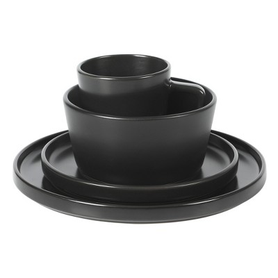 Matte Black Ceramic Stoneware Dinnerware Set - Service for 8