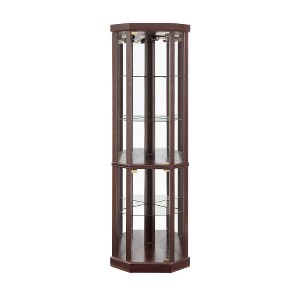 Ridstar 69.84 in. H Corner Glass Decorative Cabinet with Storage Function For Living Room and Bar-Dark Brown - 1 of 4